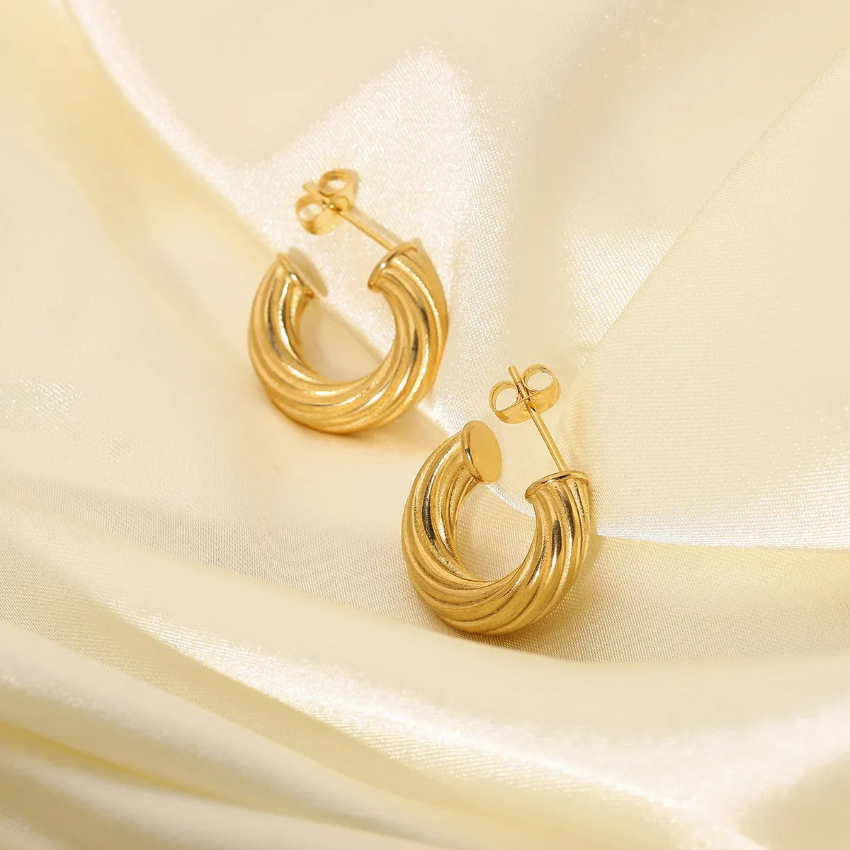 Gooddiy Wholesale Jewelry Fashion 18k Gold-plated Stainless Steel Twisted Earrings