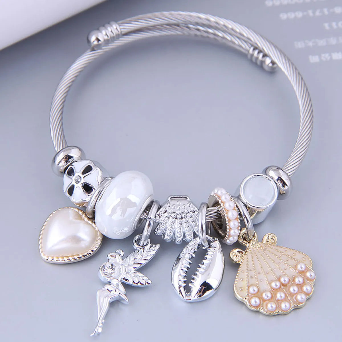 Nihaojewelry Wholesale Jewelry Fashion Metal Peach Heart Angel Sea Shell Pendant Bracelet