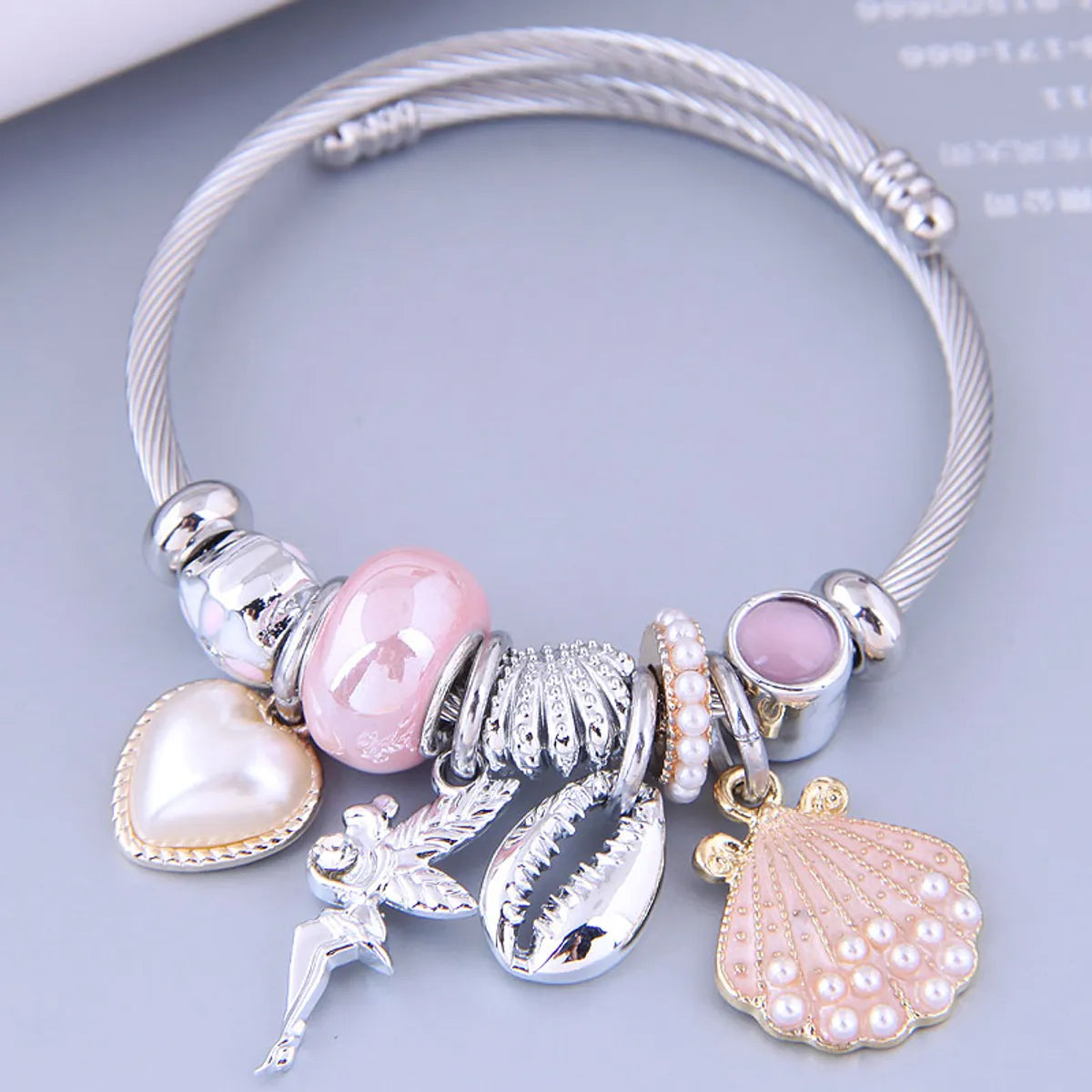 Nihaojewelry Wholesale Jewelry Fashion Metal Peach Heart Angel Sea Shell Pendant Bracelet