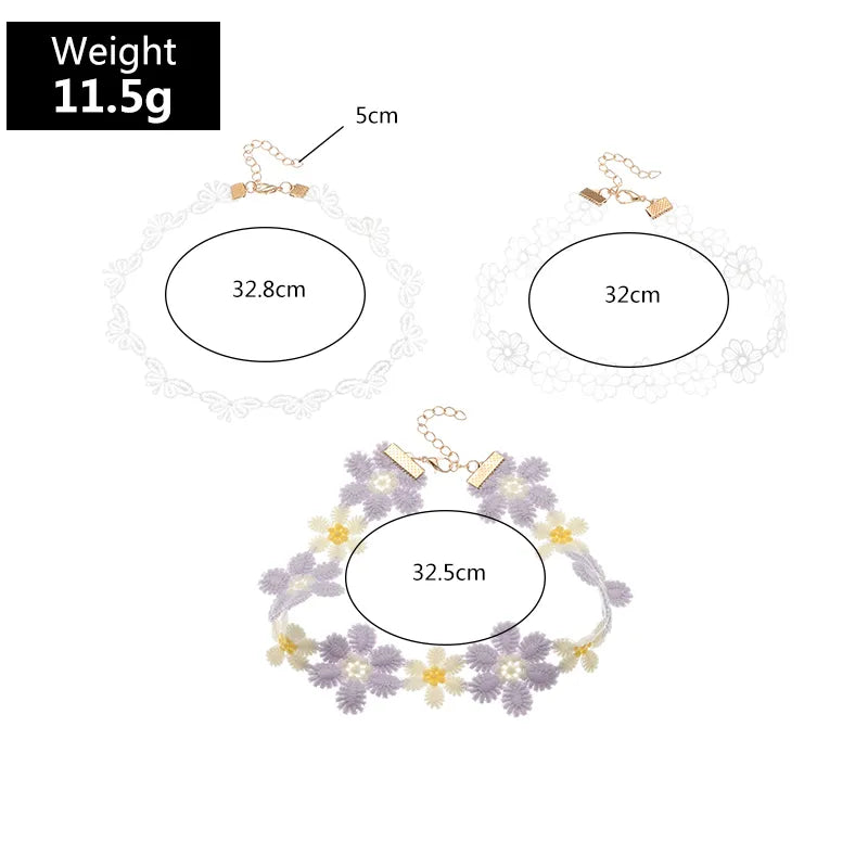 Nihaojewelry Wholesale Jewelry Fashion Purple And White Cloth Flower Children'S Necklace