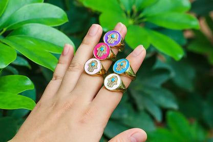 Gooddiy Wholesale Jewelry Retro Dripping Oil Palm Opening Adjustable Ring