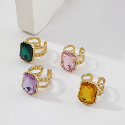 Gooddiy Wholesale Jewelry Simple Square Gem Alloy Open Ring