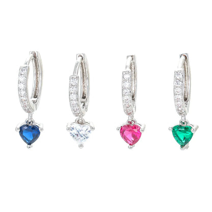 SGoodDiy Wholesale Jewelry Stainless Steel Geometric Heart Color Zircon Ear Buckle