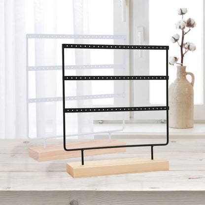 Nordic Style 72-Hole 69-Hole 3-Layer Tape Wooden Base Paint Metal Wrought Iron Jewelry Rack