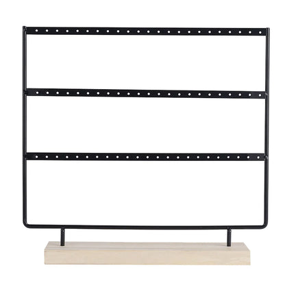 Nordic Style 72-Hole 69-Hole 3-Layer Tape Wooden Base Paint Metal Wrought Iron Jewelry Rack