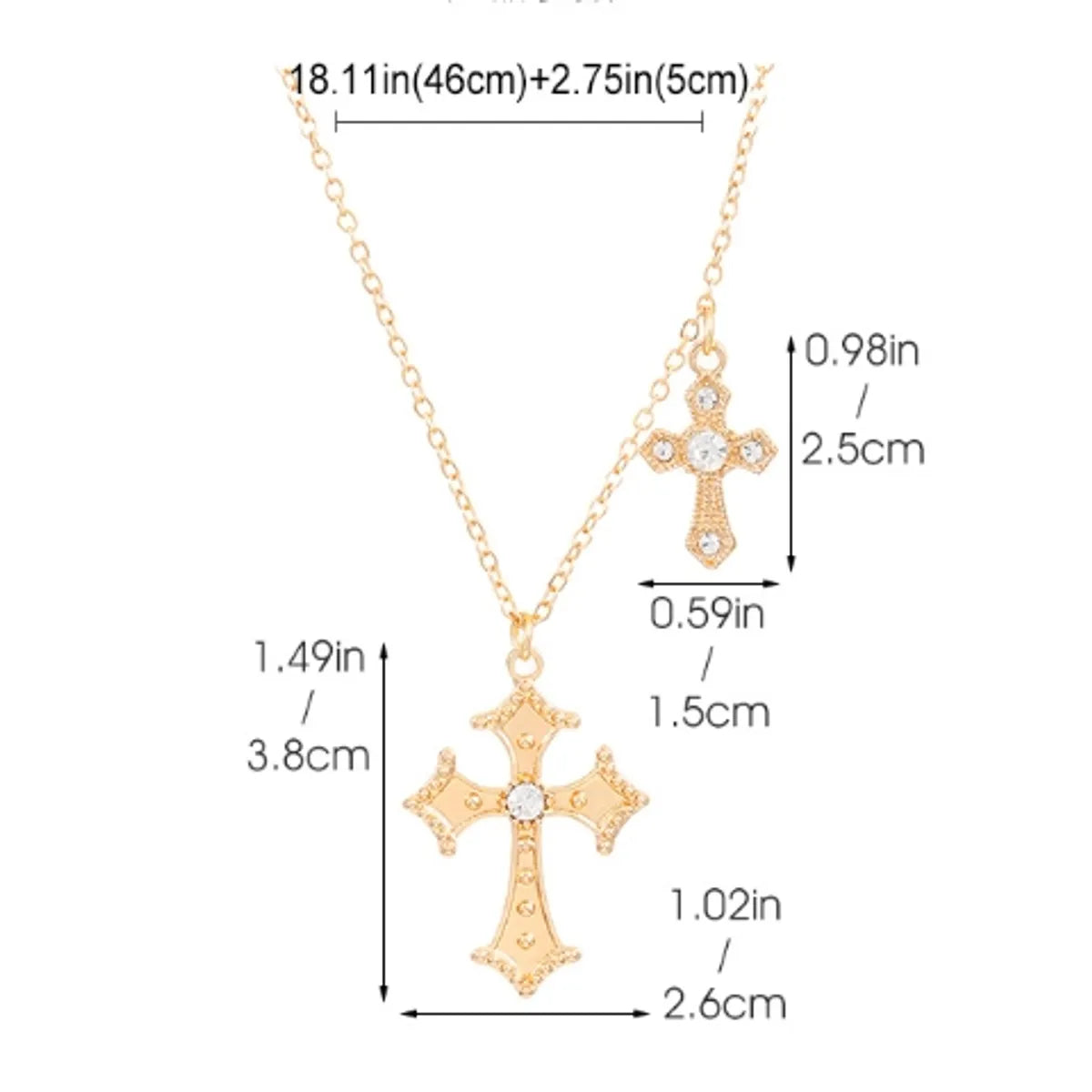 Nordic Style Baroque Style Cross Rhinestones Alloy Wholesale Pendant Necklace