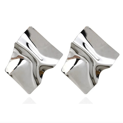 Nordic Style British Style Geometric Solid Color Alloy Pleated Metal Gold Plated Silver Plated Thanksgiving New Year Women's Ear Studs