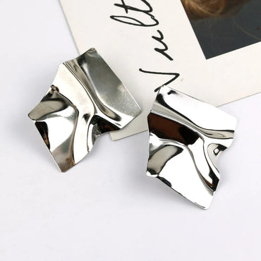 Nordic Style British Style Geometric Solid Color Alloy Pleated Metal Gold Plated Silver Plated Thanksgiving New Year Women's Ear Studs