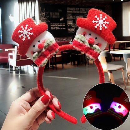 Nordic Style Cute Christmas Christmas Tree Santa Claus Antlers Flannel Hair Band