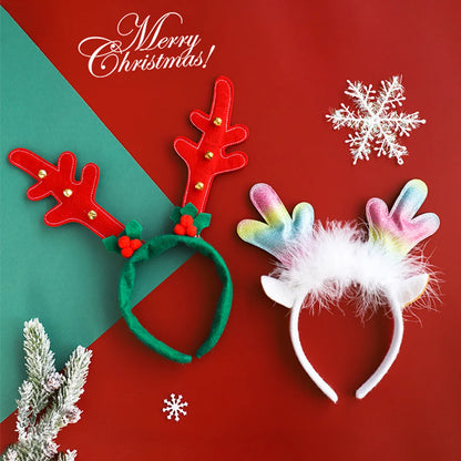 Nordic Style Cute Christmas Christmas Tree Santa Claus Antlers Flannel Hair Band