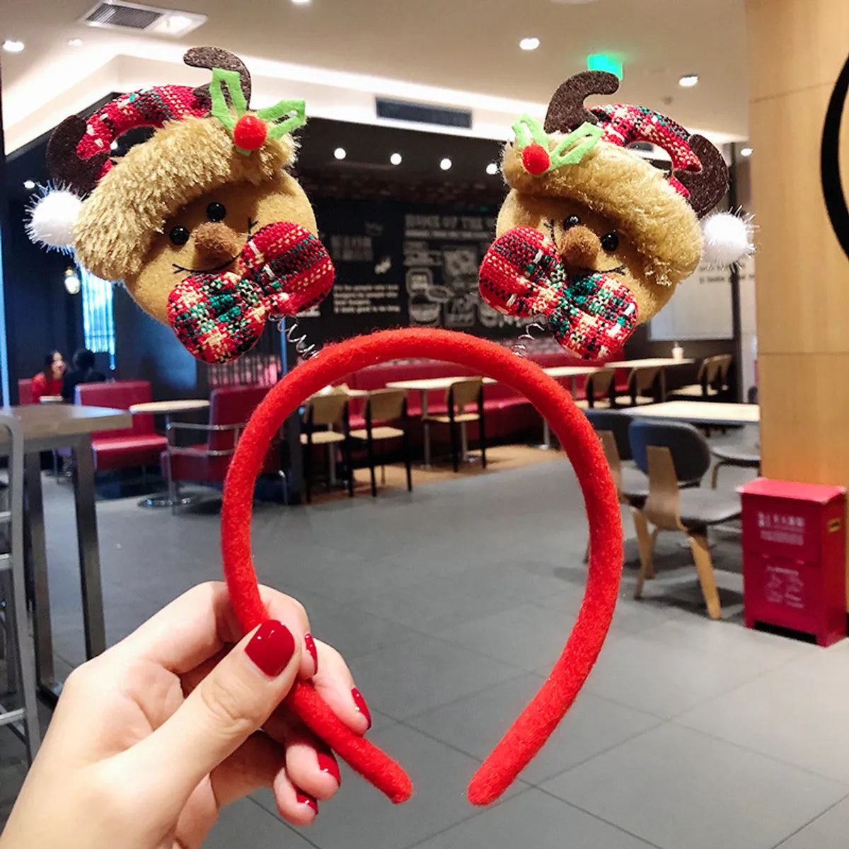 Nordic Style Cute Christmas Christmas Tree Santa Claus Antlers Flannel Hair Band