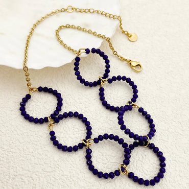 Nordic Style Exaggerated Round Stainless Steel Crystal Beaded Plating Gold Plated Necklace