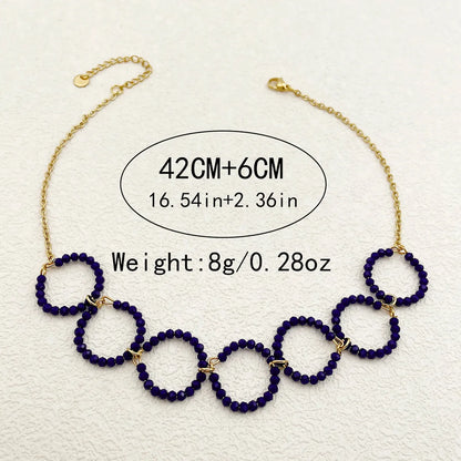 Nordic Style Exaggerated Round Stainless Steel Crystal Beaded Plating Gold Plated Necklace