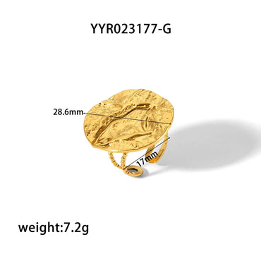 Nordic Style French Style Simple Style Irregular Round 18K Gold Plated Zircon 304 Stainless Steel Wholesale Open Rings