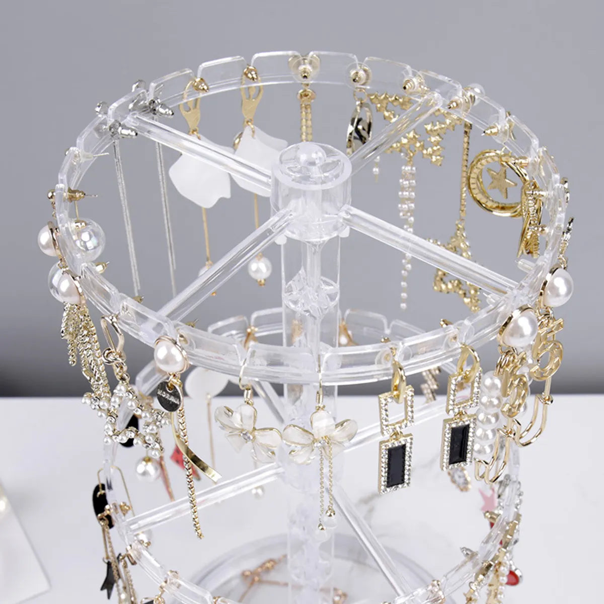 Nordic Style Geometric Plastic Layered Transparent Jewelry Rack