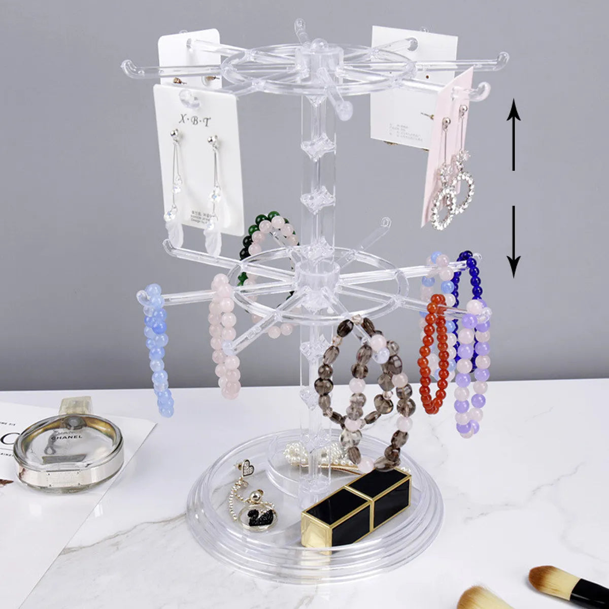 Nordic Style Geometric Plastic Layered Transparent Jewelry Rack