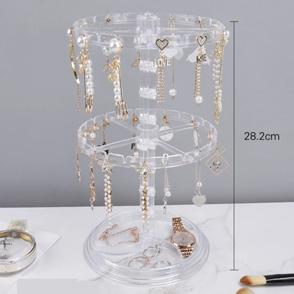 Nordic Style Geometric Plastic Layered Transparent Jewelry Rack