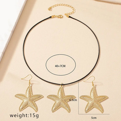 Nordic Style Hawaiian Vacation Starfish Alloy Plating Women'S Earrings Necklace