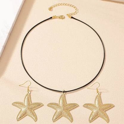 Nordic Style Hawaiian Vacation Starfish Alloy Plating Women'S Earrings Necklace