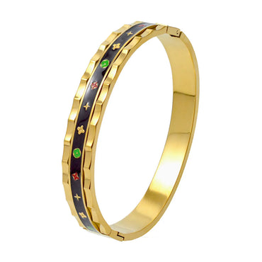 Nordic Style Luxurious Artistic Colorful Titanium Steel Gold Plated Titanium Steel Bangle In Bulk