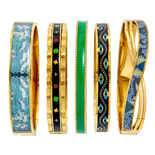 Nordic Style Luxurious Artistic Colorful Titanium Steel Gold Plated Titanium Steel Bangle In Bulk