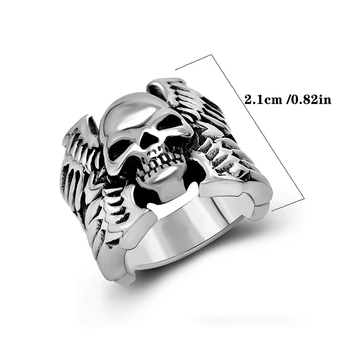 Nordic Style Retro Punk Skull 304 Stainless Steel Polishing Men'S Rings