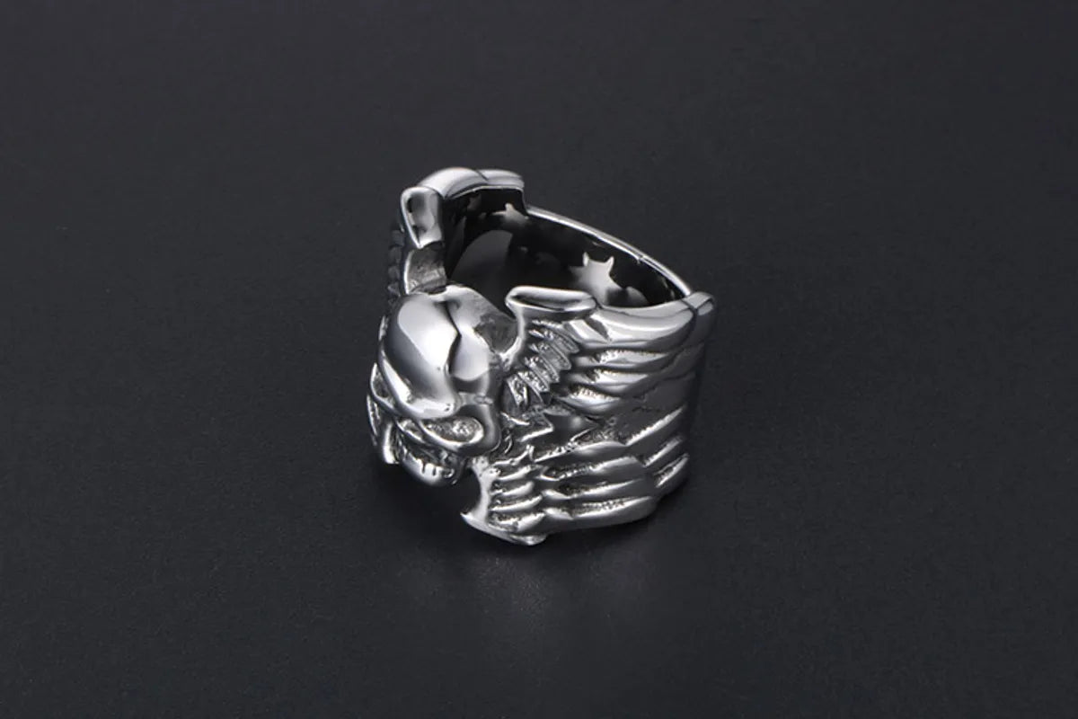 Nordic Style Retro Punk Skull 304 Stainless Steel Polishing Men'S Rings