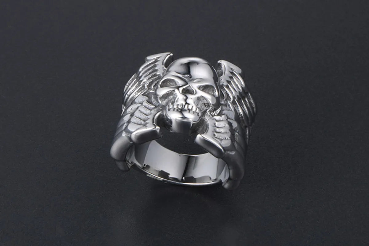 Nordic Style Retro Punk Skull 304 Stainless Steel Polishing Men'S Rings