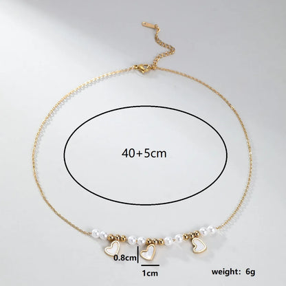 Nordic Style Romantic Heart Shape Stainless Steel Plastic Plating 18k Gold Plated Necklace