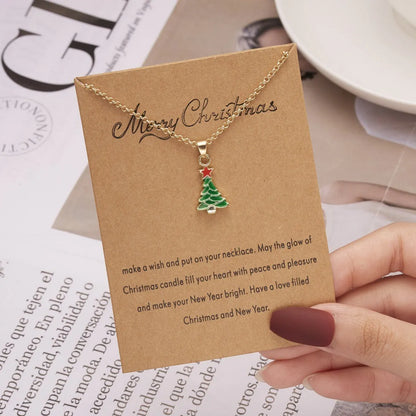 Nordic Style Simple Style Christmas Tree Santa Claus Snowman Alloy Wholesale Pendant Necklace