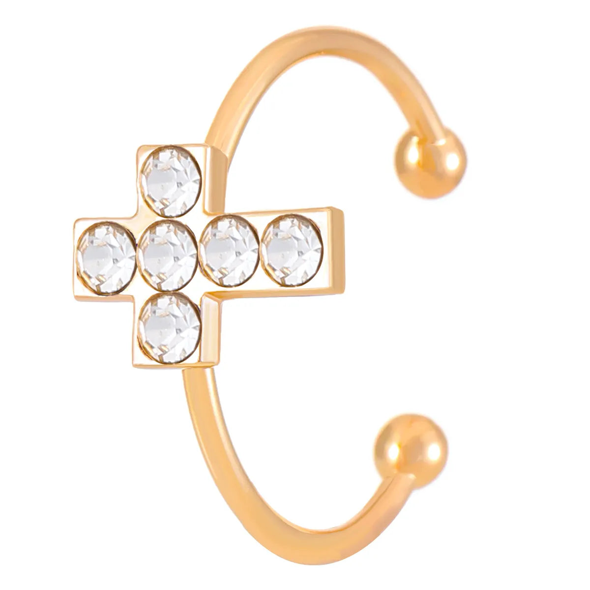 Nordic Style Simple Style Cross Alloy Inlay Rhinestones Women'S Open Rings