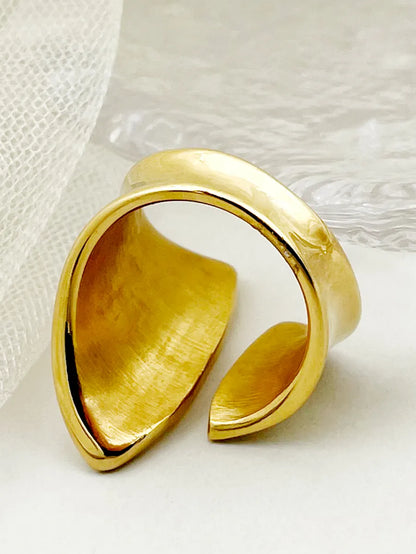 304 Stainless Steel 14K Gold Plated Nordic Style Plating Trumpet Rings