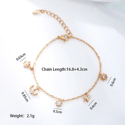 Nordic Style Xuping Modern Style Star Spider Web Shell Alloy Plating Inlay Artificial Gemstones 18k Gold Plated Women's Bracelets