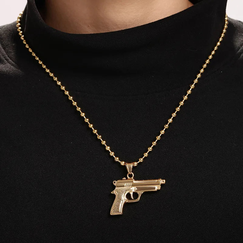 304 Stainless Steel 18K Gold Plated Nordic Style XUPING Plating Pistol Artificial Gemstones Pendant Necklace