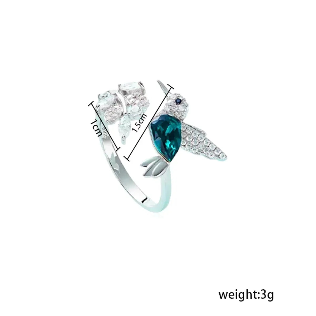 Novelty Bird White Gold Plated Rhinestones Alloy Wholesale Open Rings