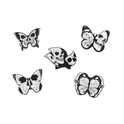 Novelty Butterfly Skull Alloy Stoving Varnish Metal Brooches