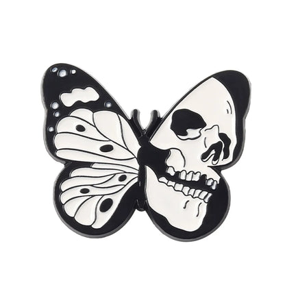 Novelty Butterfly Skull Alloy Stoving Varnish Metal Brooches