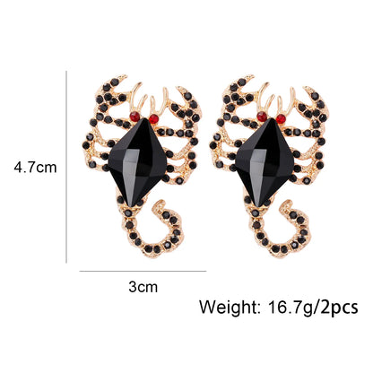 Novelty Cool Style Scorpion Alloy Inlay Glass Stone Women'S Ear Studs