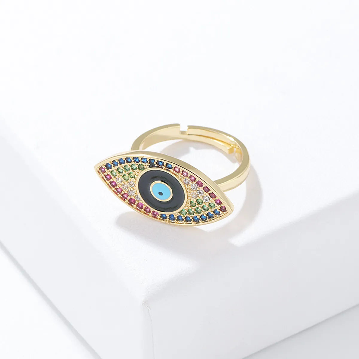 Novelty Eye Copper Open Ring Plating Inlaid Zircon Zircon Copper Rings