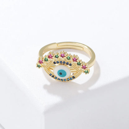 Novelty Eye Copper Open Ring Plating Inlaid Zircon Zircon Copper Rings