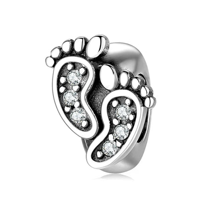 Novelty Footprint Bee Sterling Silver Inlay Zircon Jewelry Accessories