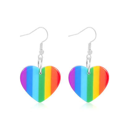 Novelty Geometric Color Block Heart Shape Alloy Enamel Women's Drop Earrings