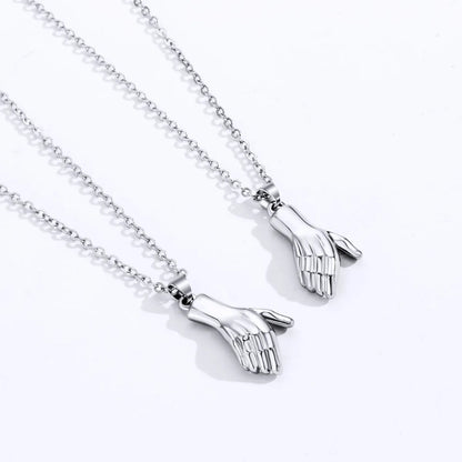 Novelty Hand Alloy Plating Metal Couple Pendant Necklace