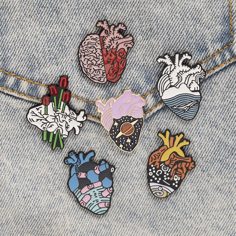 Novelty Heart Alloy Enamel Unisex Brooches