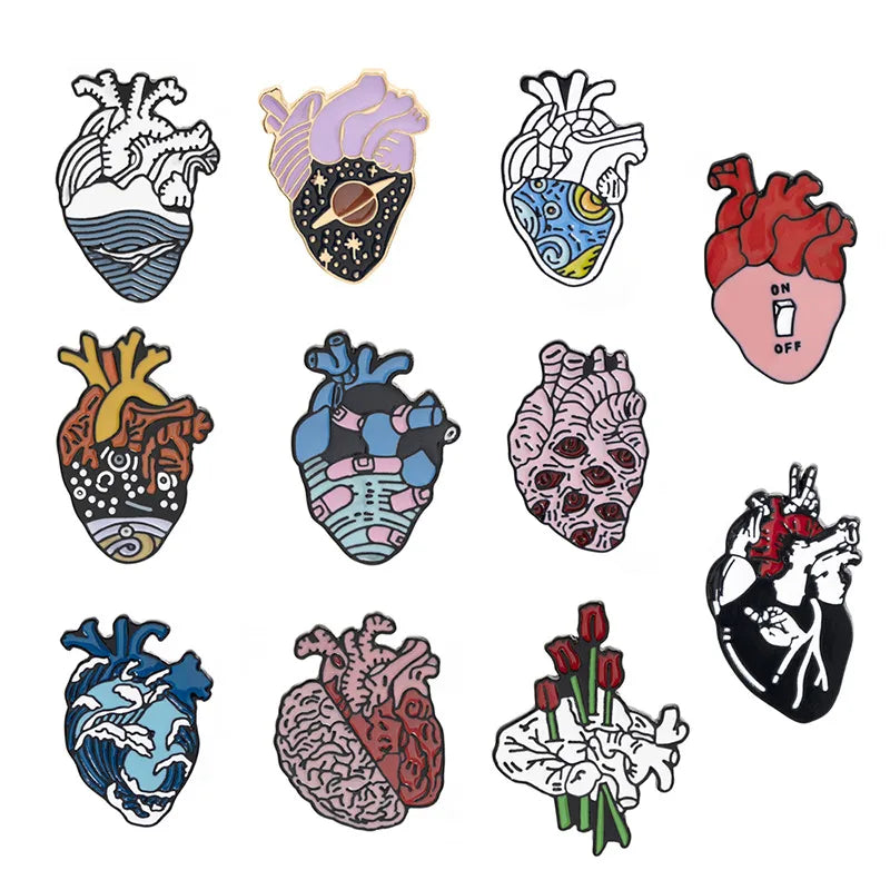 Novelty Heart Alloy Enamel Unisex Brooches