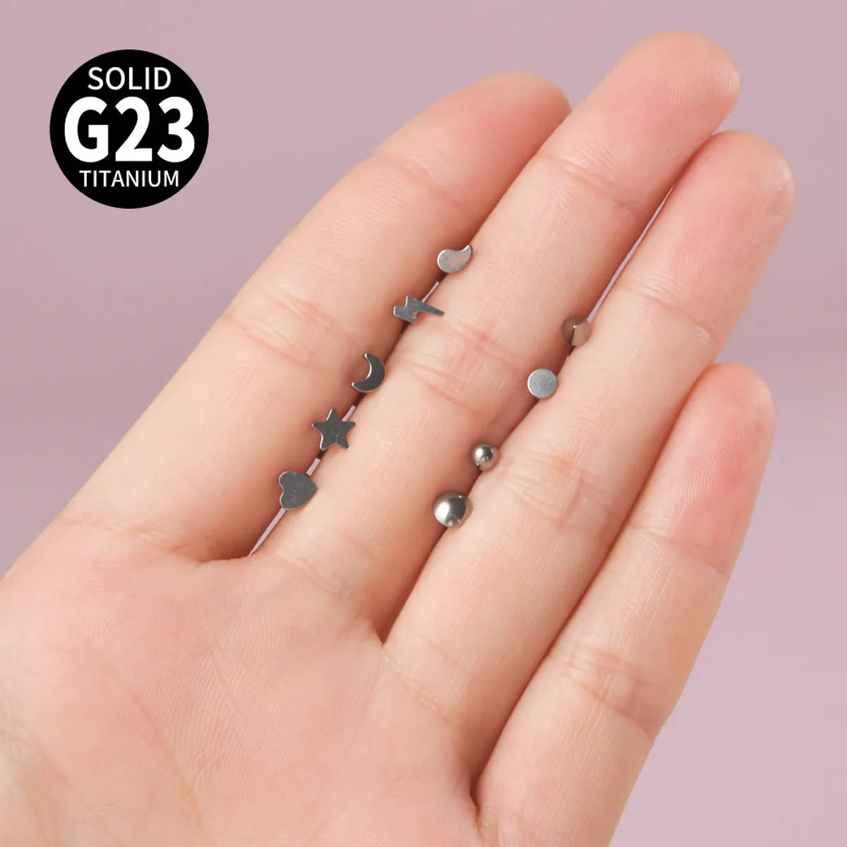 Novelty Heart Shape Pure Titanium Plating Lip Stud Ear Studs