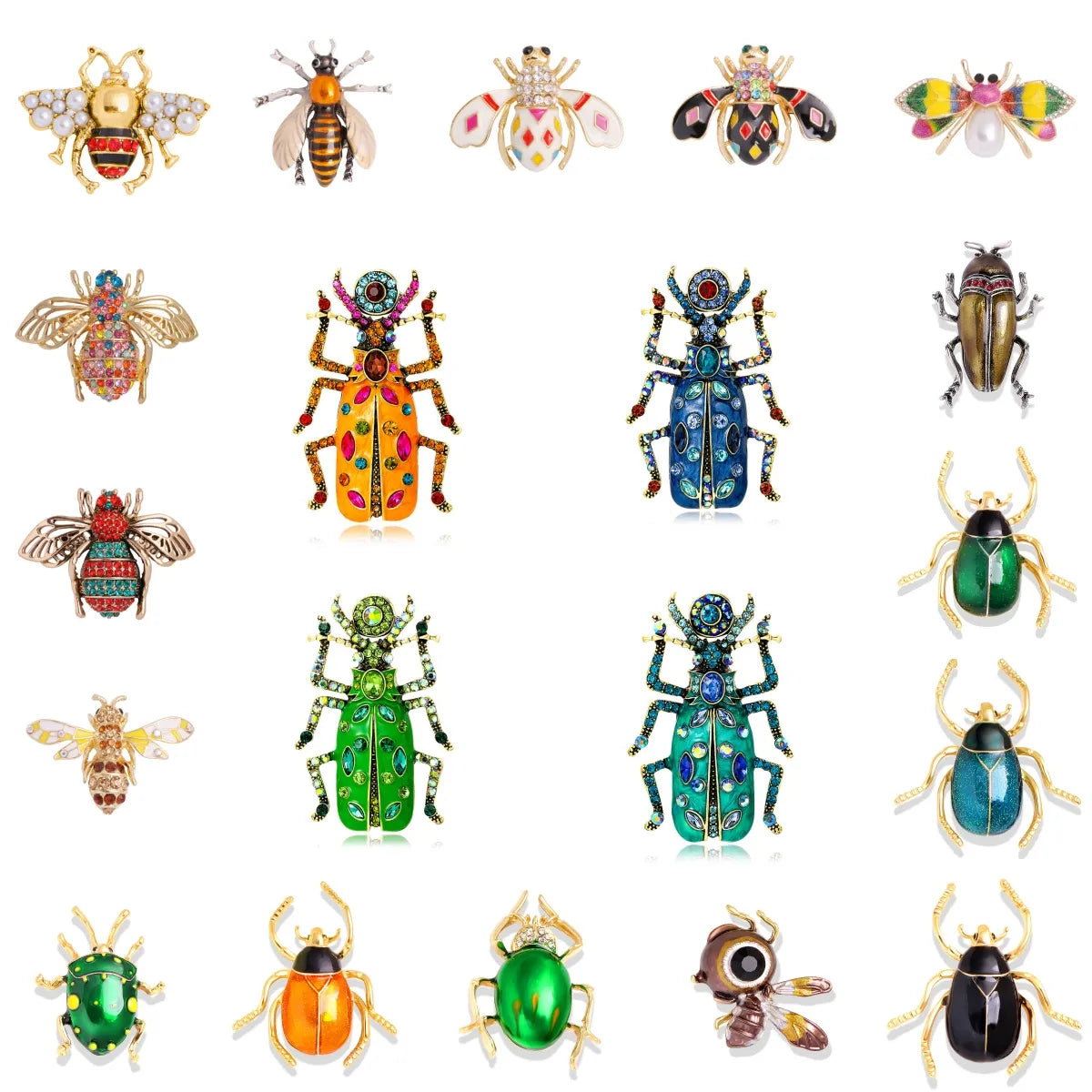 Novelty Insect Alloy Enamel Inlay Zircon Unisex Brooches