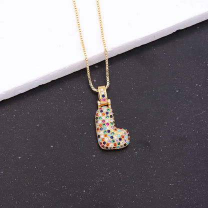 Novelty Letter Copper Plating Inlay Zircon 18k Gold Plated White Gold Plated Unisex Pendant Necklace