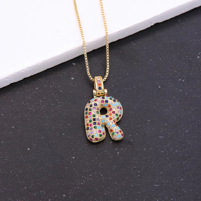 Novelty Letter Copper Plating Inlay Zircon 18k Gold Plated White Gold Plated Unisex Pendant Necklace