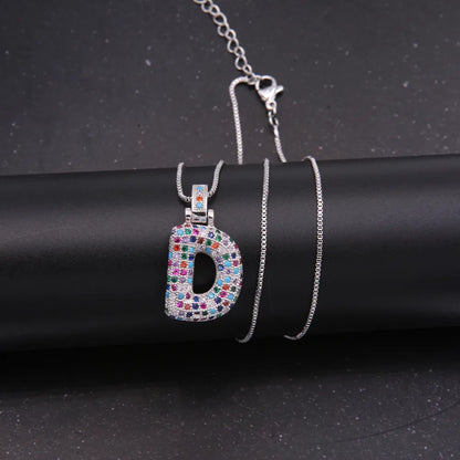 Novelty Letter Copper Plating Inlay Zircon 18k Gold Plated White Gold Plated Unisex Pendant Necklace